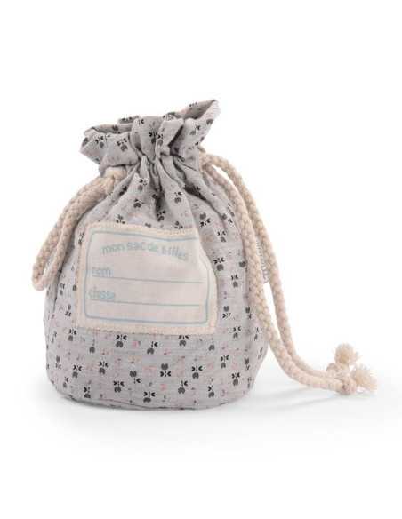 Moulin Roty  Іграшка торбинка з кульками Champion' bag of marbles Aujourd'hui c'est mercredi, (скло/бавовна)